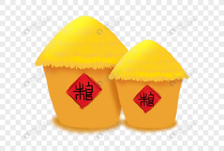 免抠元素 手绘/卡通元素 手绘草垛粮仓.psd
