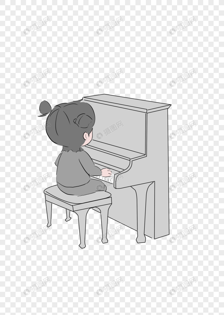 弹钢琴的小女孩