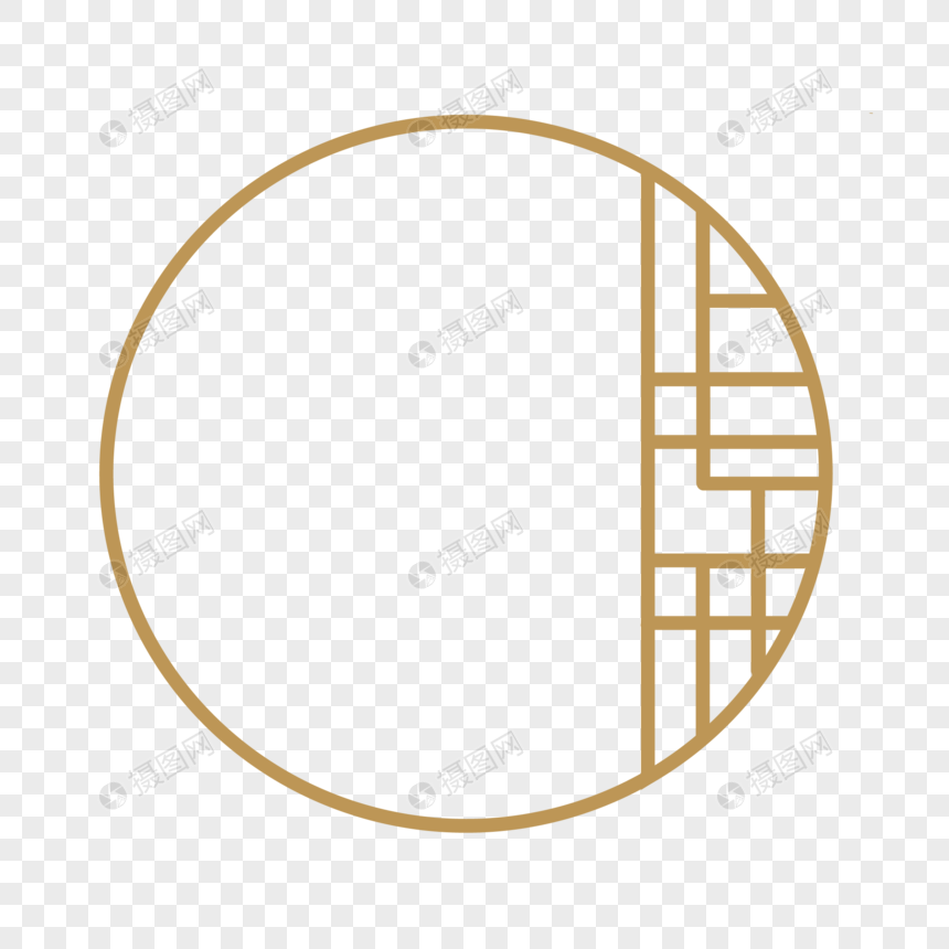 中国风古风金色圆圈简约边框