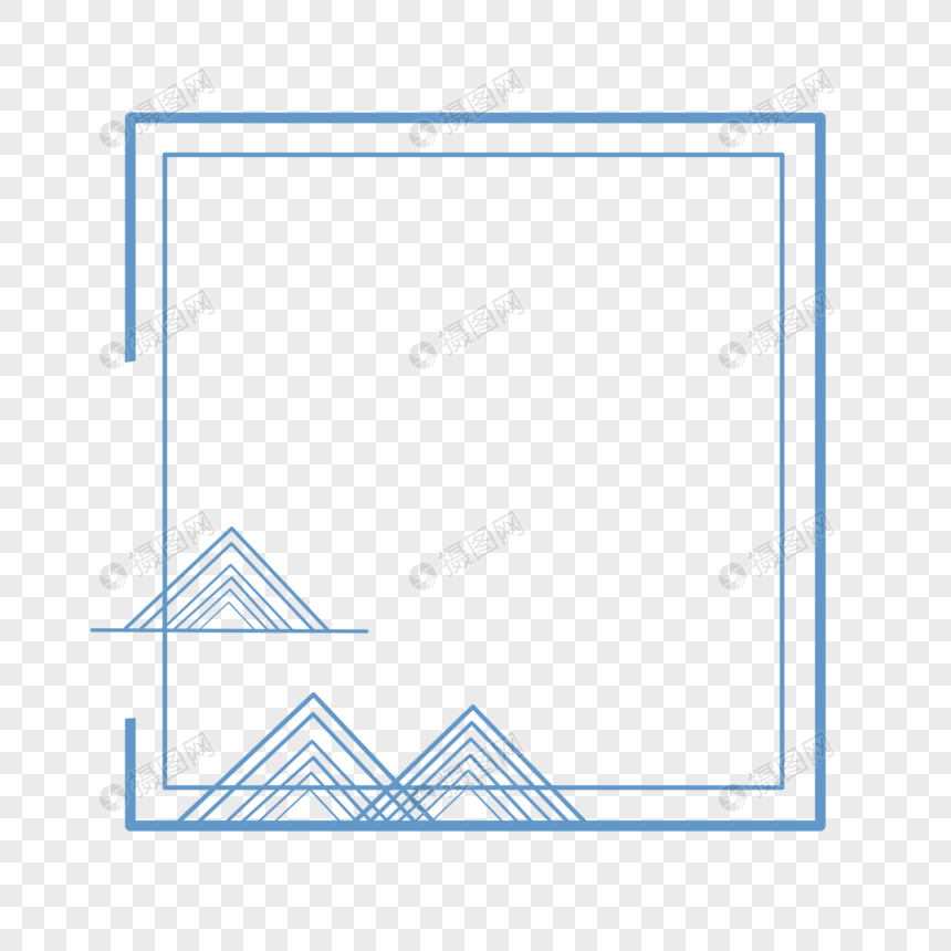 中国风古风蓝色三角形简约边框图片