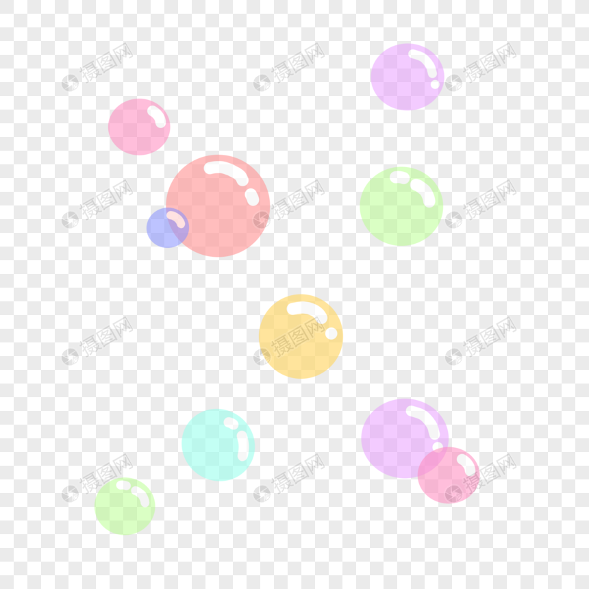 儿童节彩色透明泡泡手绘装饰图案