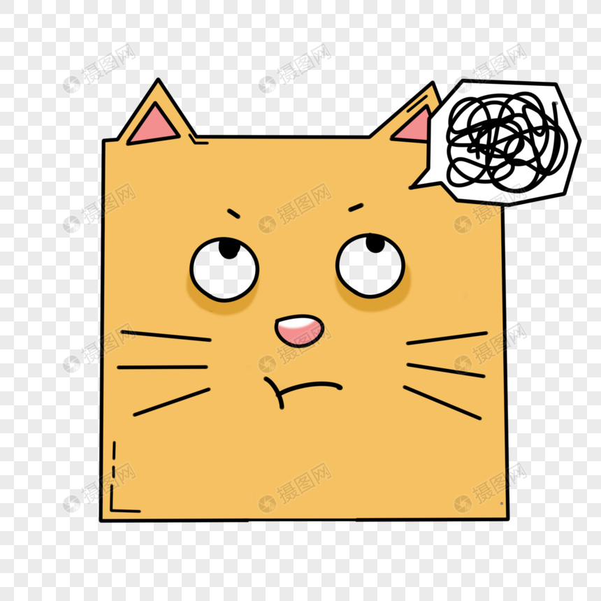 方块猫黄色卡通晕表情包