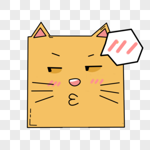 方块猫黄色卡通尴尬表情包图片