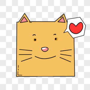 方块猫黄色卡通微笑表情包图片