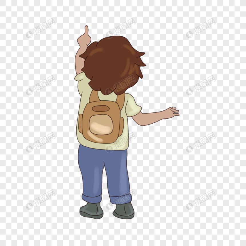 免抠元素 手绘/卡通元素 小孩背影.psd