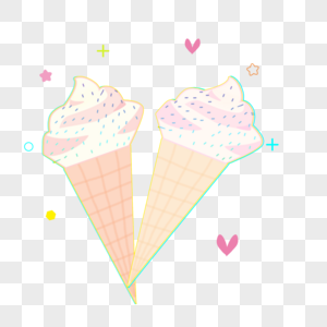 卡通手绘甜筒冰淇淋图片