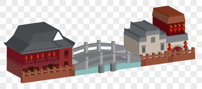 3D 江南街景图片