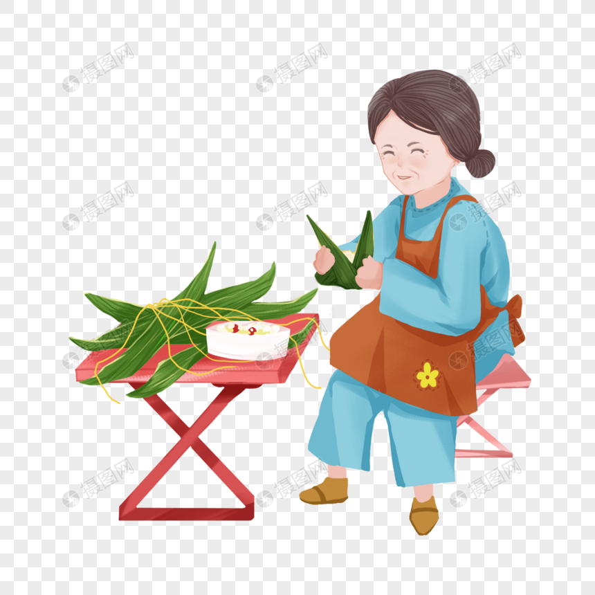 奶奶包粽子