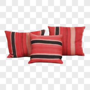 红色条纹枕头组合高清图片