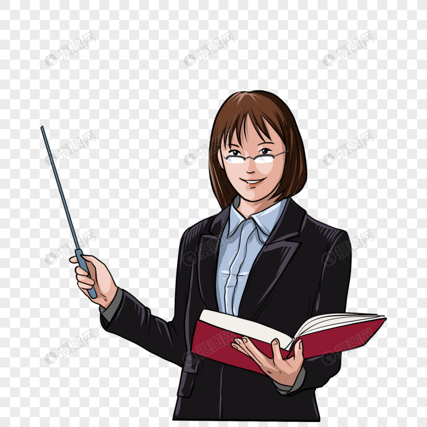 手绘/卡通元素 讲课的女教师.