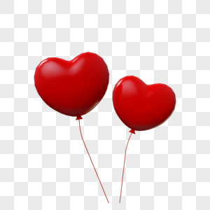 立体漂浮红色爱心气球图片