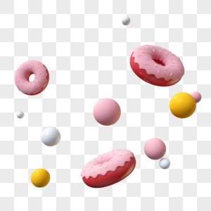 立体甜甜圈漂浮球插图图片