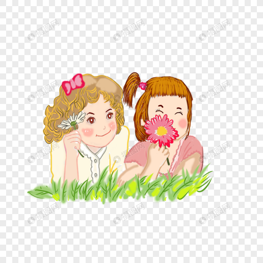 拿着花的小女孩