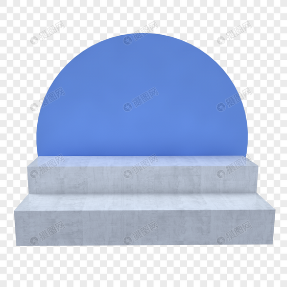 立体浅蓝台阶插图图片