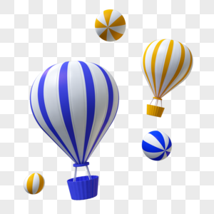 立体漂浮热气球插图高清图片