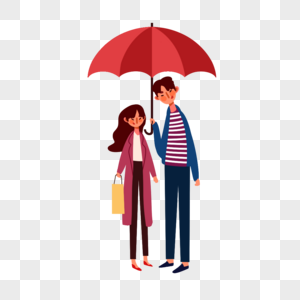 打伞的情侣下雨撑伞高清图片