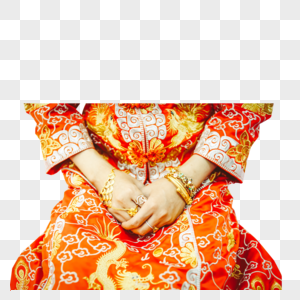 中装旗袍金饰的新娘图片