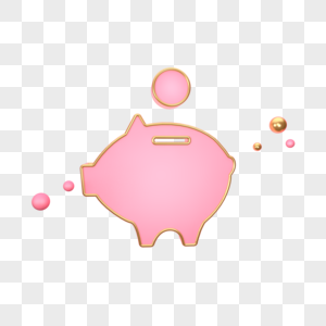 立体粉色猪猪存钱罐图标图片