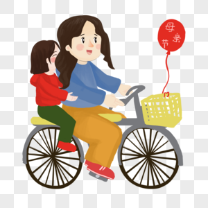 骑着车带孩子玩耍的妈妈图片