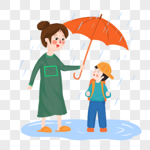 帮孩子打伞的妈妈图片