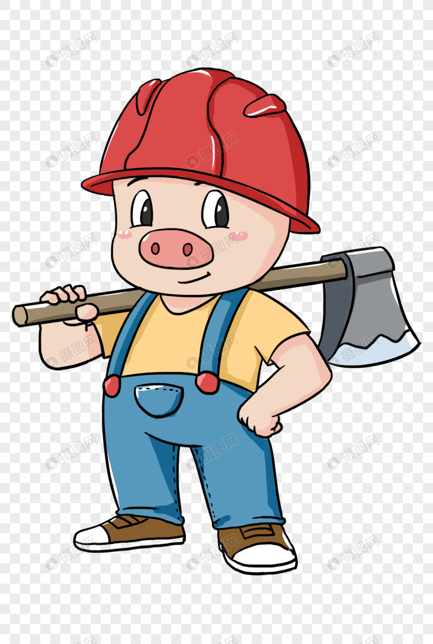 戴安全帽的小猪工人图片
