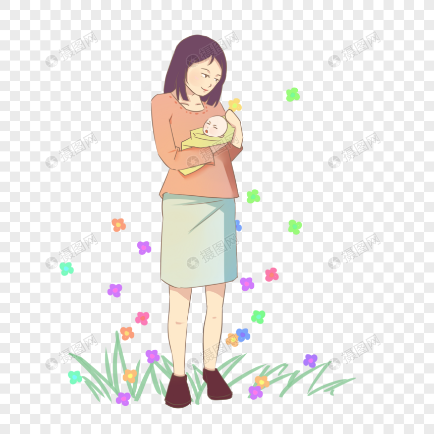 妈妈抱着婴儿