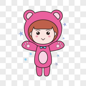 粉红小熊少女高清图片