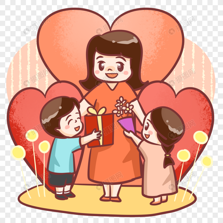 送礼物给妈妈的孩子