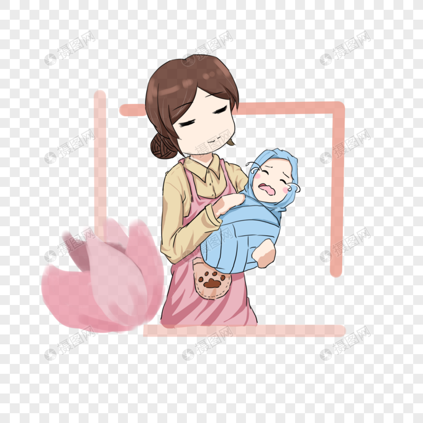 妈妈抱着孩子