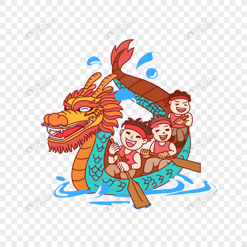 免抠元素 手绘/卡通元素 赛龙舟的男人.psd
