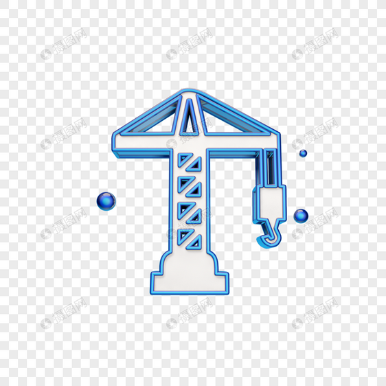 创意蓝色塔吊起重机图标图片