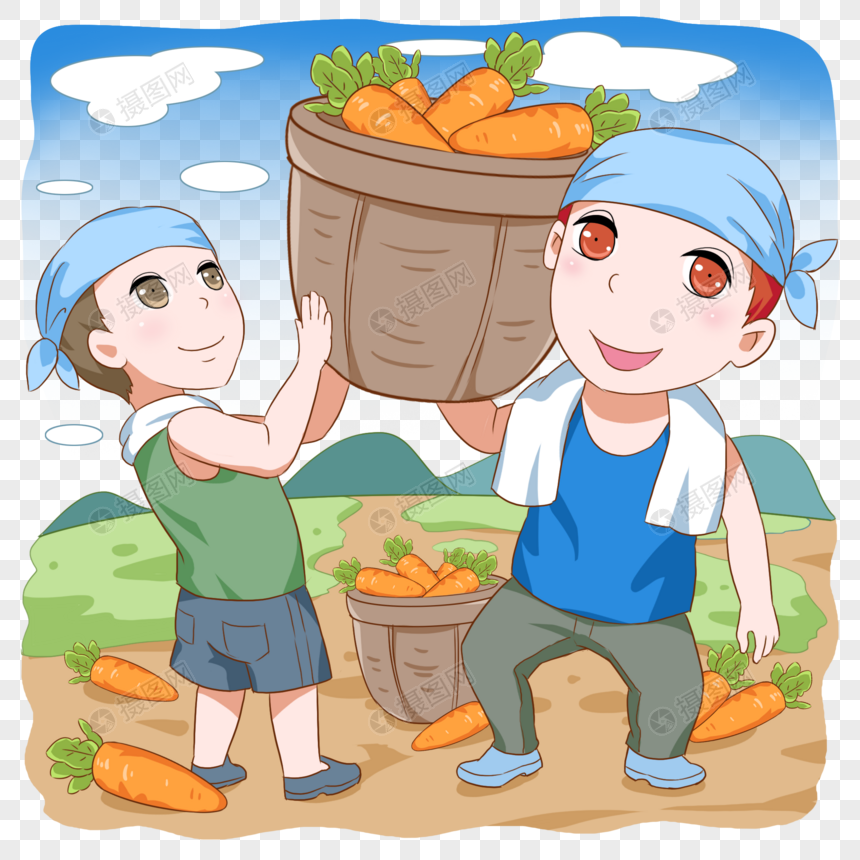 收萝卜的农民图片