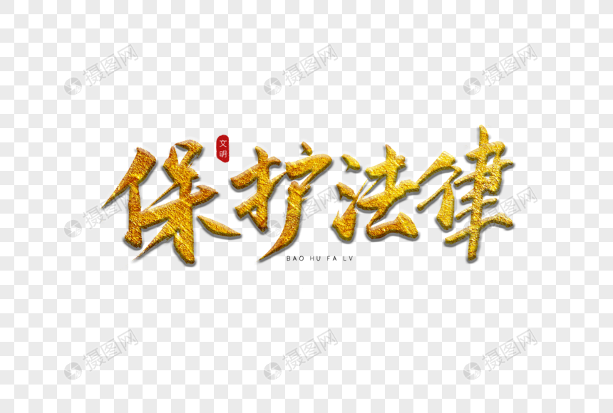 保护法律金色书法艺术字
