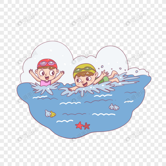 游泳的孩子图片