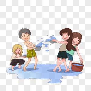 夏天孩子泼水玩耍图片
