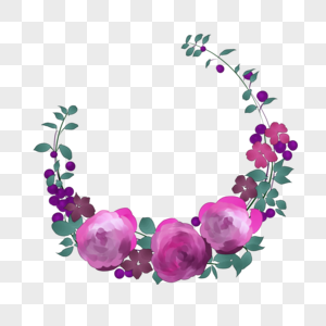 创意紫色花环插图图片