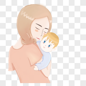卡通手绘母亲抱着小婴儿图片