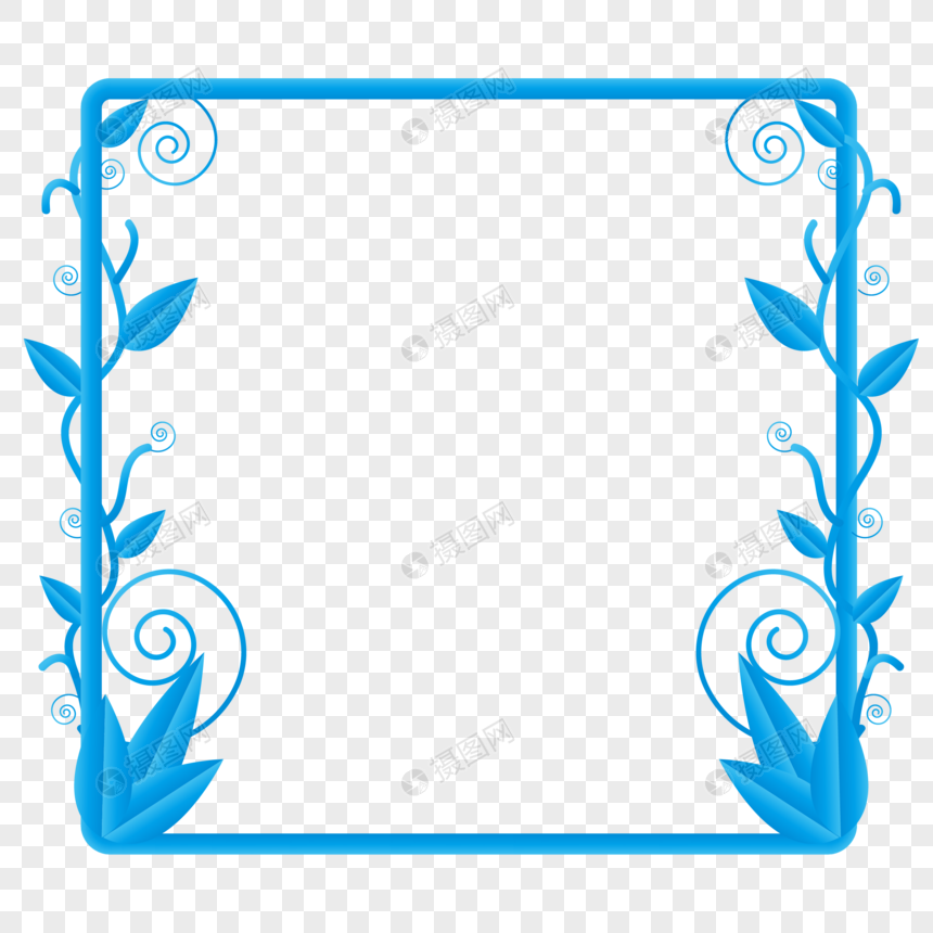 冬季天蓝色植物元素边框图片