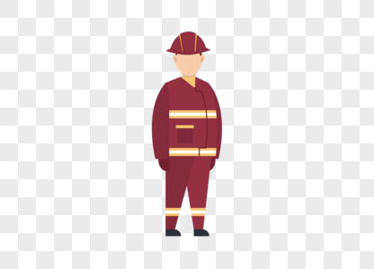 AI矢量图平面化人物红色消防员图片