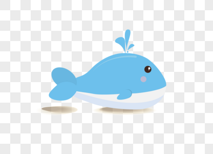 AI矢量图平面化动物卡通可爱蓝色鲸鱼图片