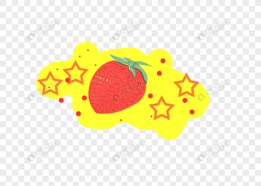 卡通可爱手绘草莓水果小星星装饰图片