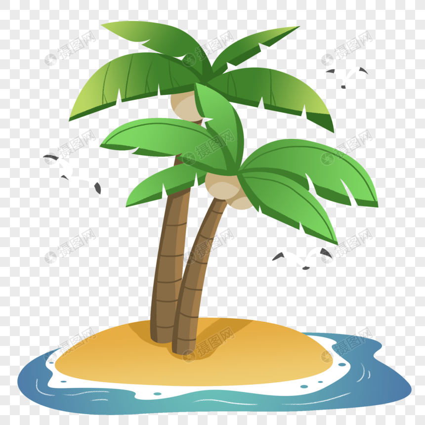 夏日海洋沙滩椰子树图片