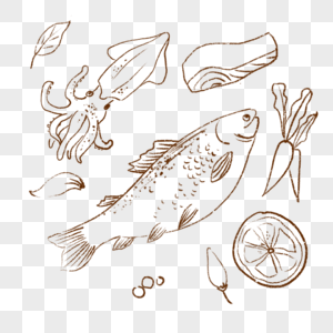 鱼三文鱼手绘高清图片
