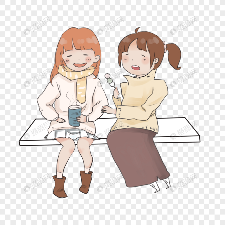 两个女孩开心交谈