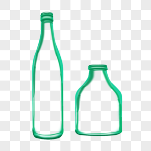手绘绿色酒瓶元素图片