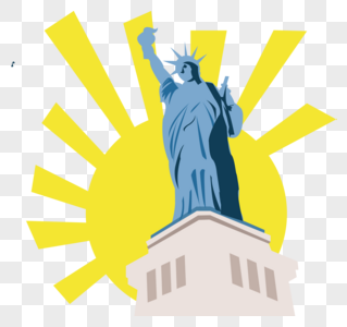 美国胜利女神旅游建筑雕塑世界地标光芒元素图片