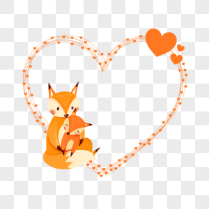 矢量狐狸心形边框图片