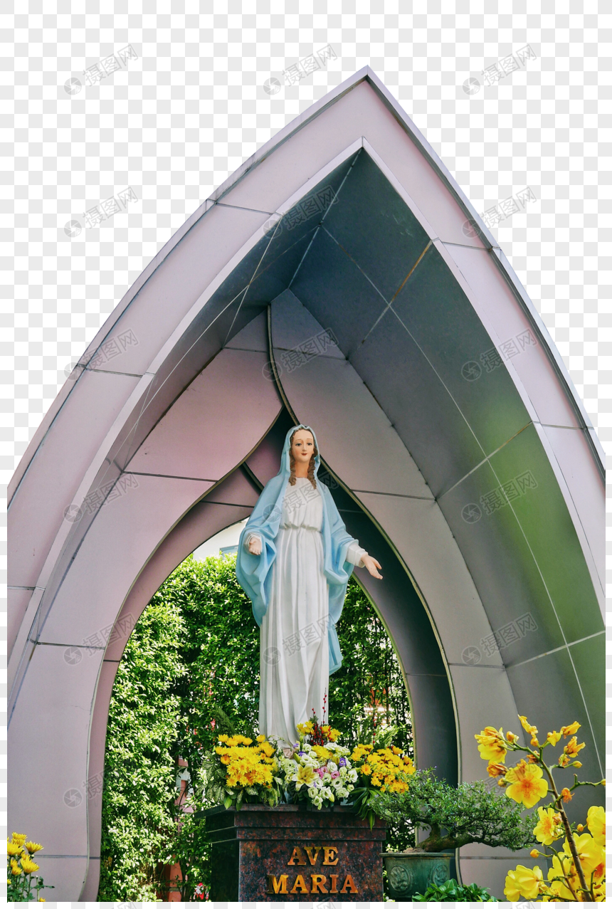 胡志明粉教堂圣母玛利亚雕塑图片