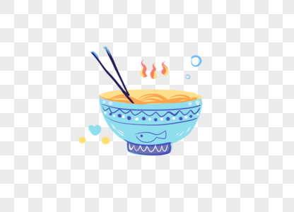 可爱卡通手绘面食碗筷儿童节食物图片