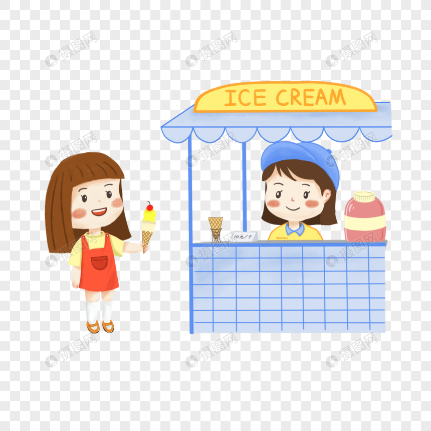 夏天女孩吃冰淇淋